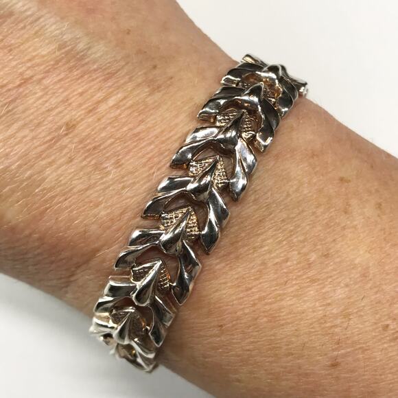 VTG Milor Sterling Silver Dragon Scale Heavy Bracelet Art Deco Textured Puffy - Picture 8 of 11